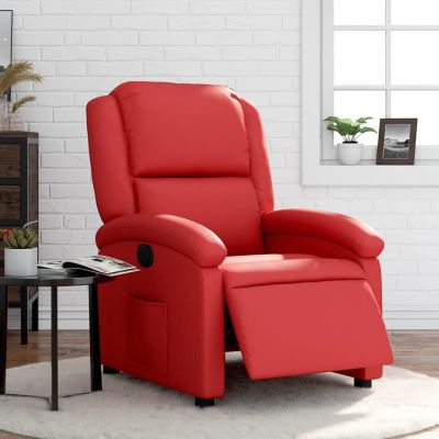 Gossi fotoliu rabatabil electric, rosu, piele ecologica