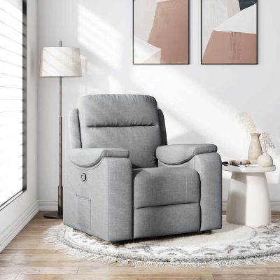 Gossi fotoliu rabatabil, gri deschis, material textil