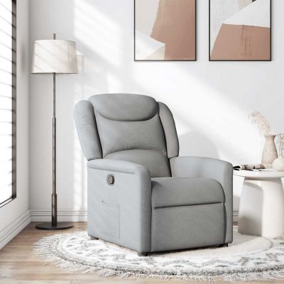 Gossi fotoliu rabatabil, gri deschis, material textil