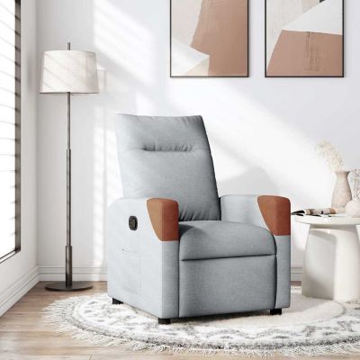 Gossi fotoliu rabatabil, gri deschis, material textil