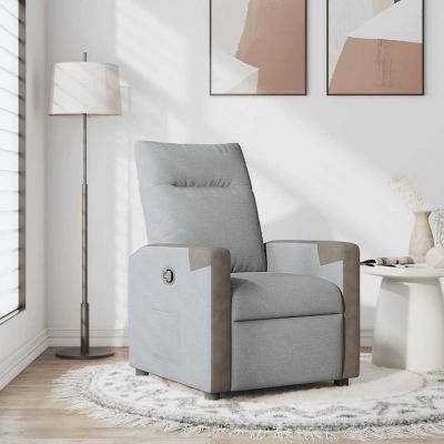 Gossi fotoliu rabatabil, gri deschis, material textil