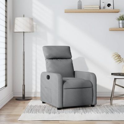 Gossi fotoliu rabatabil, gri deschis, material textil