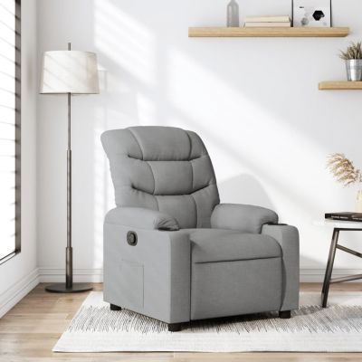 Gossi fotoliu rabatabil, gri deschis, material textil