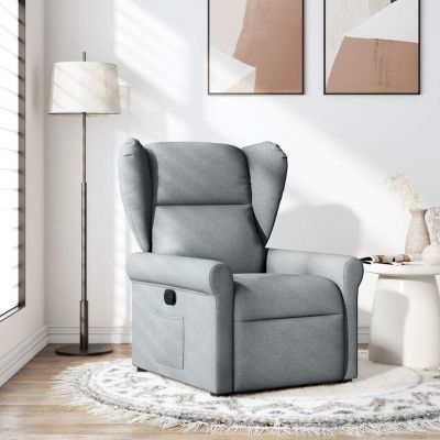 Gossi fotoliu rabatabil, gri deschis, material textil