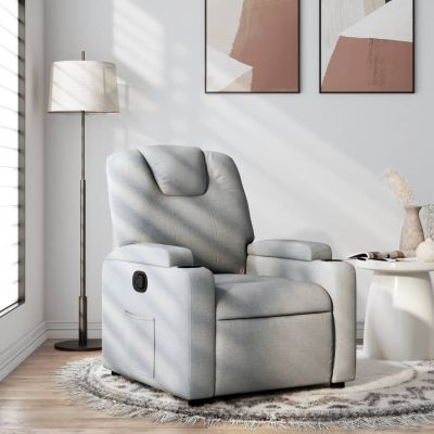 Gossi fotoliu rabatabil, gri deschis, material textil