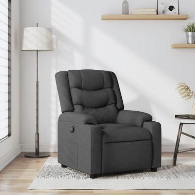 Gossi fotoliu rabatabil, gri inchis, material textil