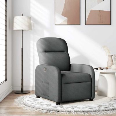 Gossi fotoliu rabatabil, gri inchis, material textil
