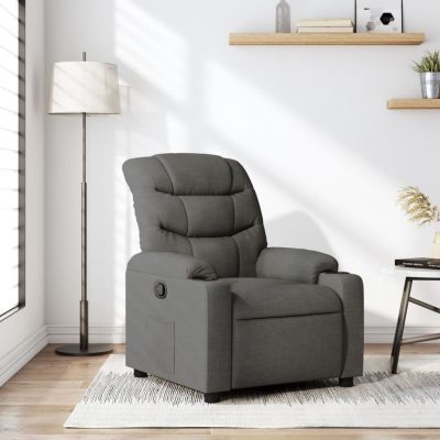 Gossi fotoliu rabatabil, gri inchis, material textil