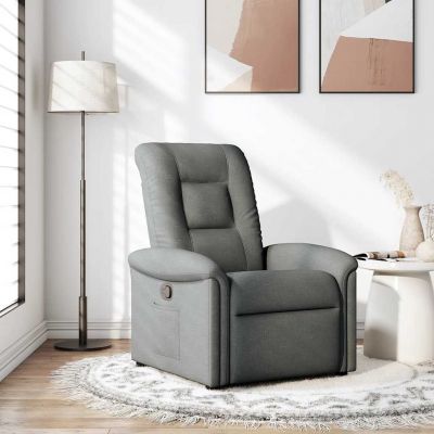 Gossi fotoliu rabatabil, gri inchis, material textil
