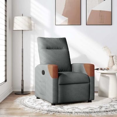 Gossi fotoliu rabatabil, gri inchis, material textil