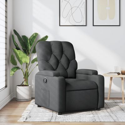 Gossi fotoliu rabatabil, gri inchis, material textil