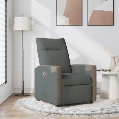 Gossi fotoliu rabatabil, gri inchis, material textil