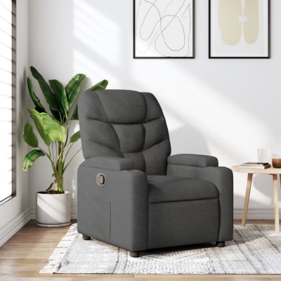 Gossi fotoliu rabatabil, gri inchis, material textil
