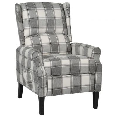 Gossi fotoliu rabatabil, gri si alb, material textil