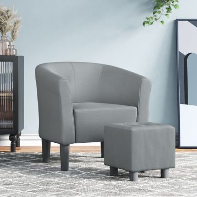 Gossi fotoliu tip cuva cu taburet, gri deschis, material textil