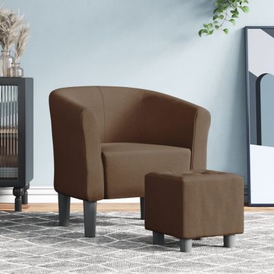 Gossi fotoliu tip cuva cu taburet, maro, material textil