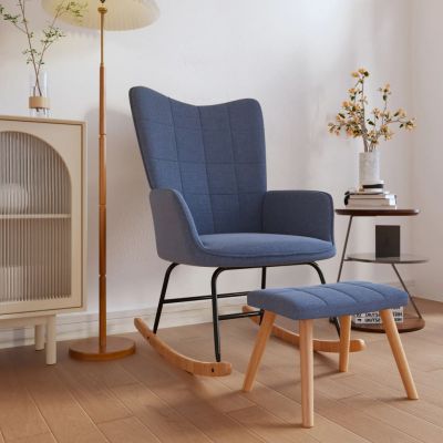 Gossi scaun balansoar cu taburet, albastru, textil