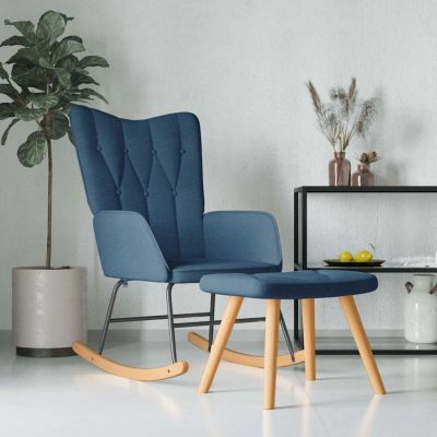 Gossi scaun balansoar cu taburet, albastru, textil