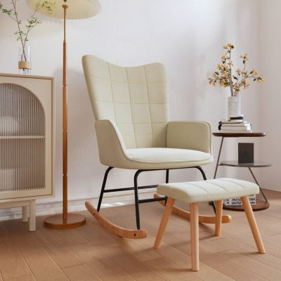 Gossi scaun balansoar cu taburet, crem, textil