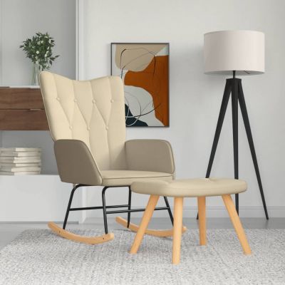 Gossi scaun balansoar cu taburet, crem, textil