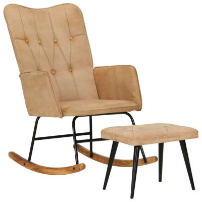 Gossi scaun balansoar cu taburet, crem vintage, panza