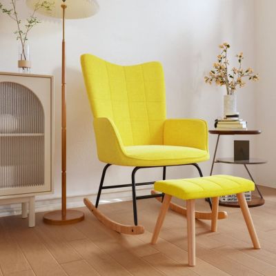 Gossi scaun balansoar cu taburet, galben mustar, textil