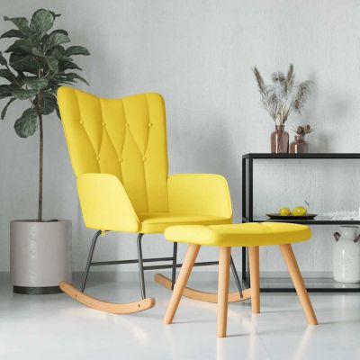 Gossi scaun balansoar cu taburet, galben mustar, textil