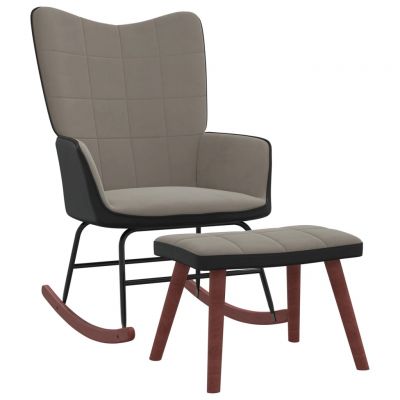 Gossi scaun balansoar cu taburet, gri deschis, catifea si pvc