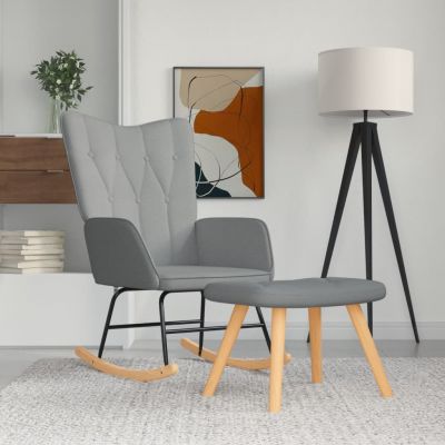 Gossi scaun balansoar cu taburet, gri deschis, textil