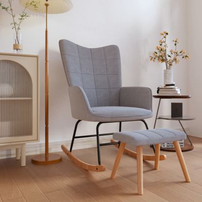 Gossi scaun balansoar cu taburet, gri deschis, textil
