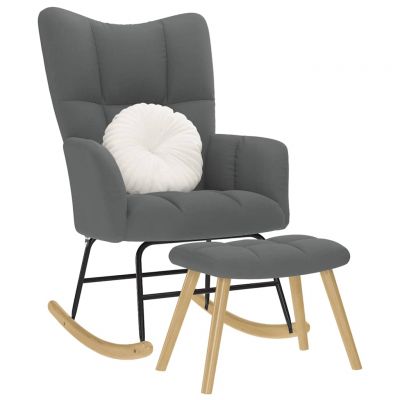 Gossi scaun balansoar cu taburet, gri inchis, textil