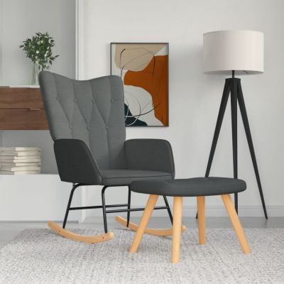 Gossi scaun balansoar cu taburet, gri inchis, textil