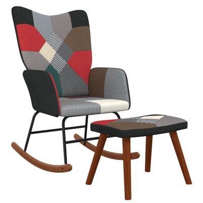Gossi scaun balansoar cu taburet, material textil, petice
