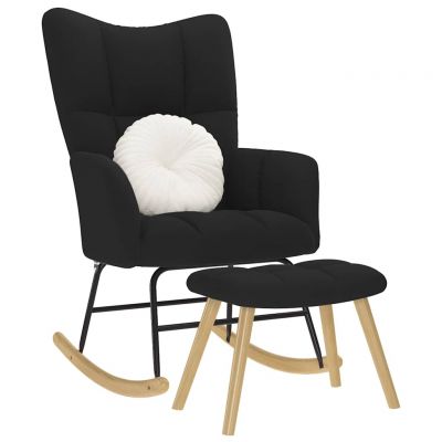 Gossi scaun balansoar cu taburet, negru, material textil