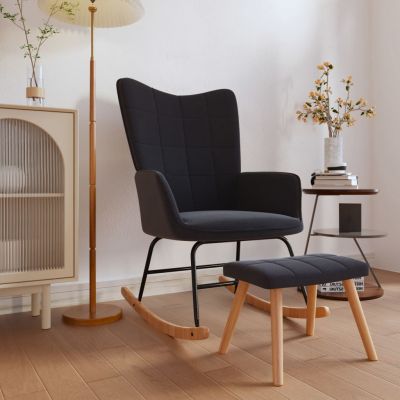 Gossi scaun balansoar cu taburet, negru, textil