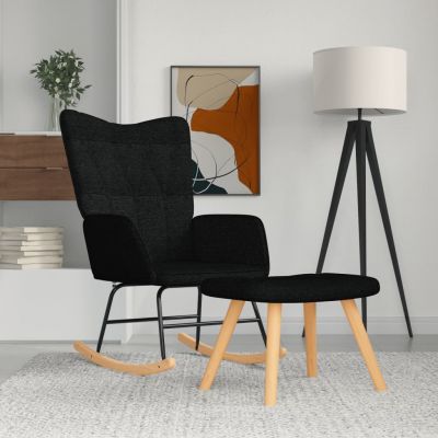 Gossi scaun balansoar cu taburet, negru, textil