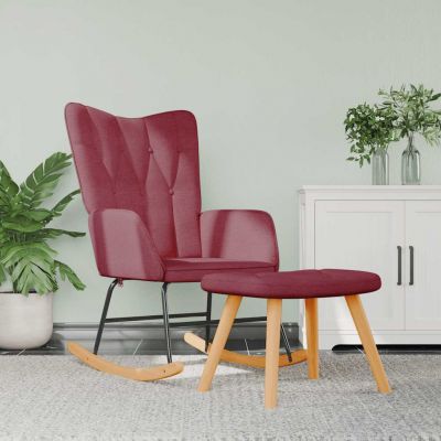Gossi scaun balansoar cu taburet, rosu vin, textil