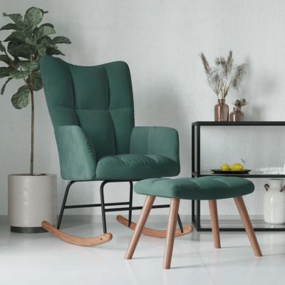 Gossi scaun balansoar cu taburet, verde inchis, catifea