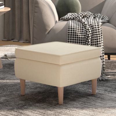 Gossi scaun cu picioare din lemn, crem, material textil