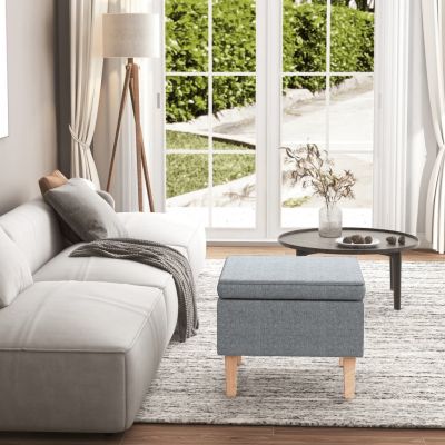 Gossi scaun cu picioare din lemn, gri deschis, material textil