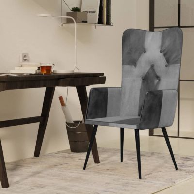 Gossi scaun cu spatar inalt, gri, piele naturala