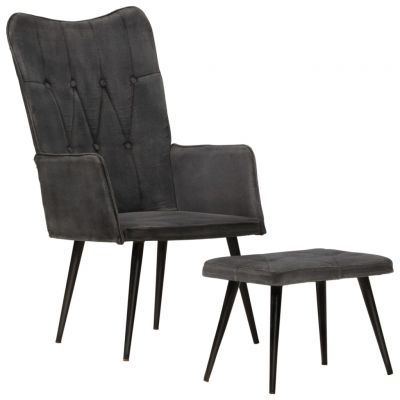 Gossi scaun cu spatar si taburet, negru vintage, panza