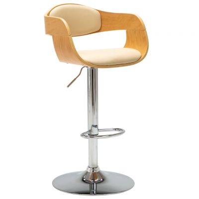 Gossi scaun de bar, crem, lemn curbat si piele ecologica