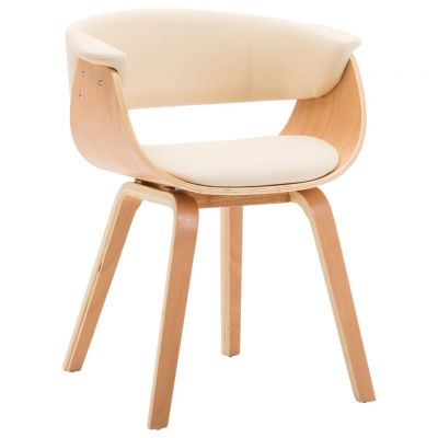 Gossi scaun de bucatarie, crem, lemn curbat si piele ecologica