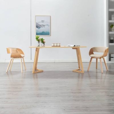 Gossi scaun de bucatarie, crem, lemn curbat si piele ecologica
