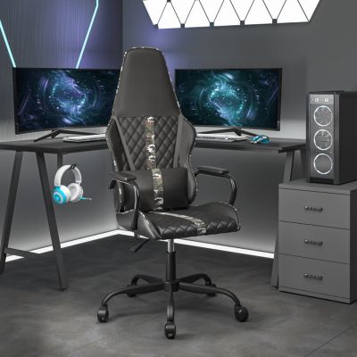 Gossi scaun de gaming de masaj, camuflaj si negru, piele ecologica