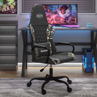 Gossi scaun de gaming de masaj, negru si camuflaj, piele ecologica