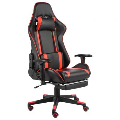 Gossi scaun de gaming pivotant cu suport de picioare, rosu, pvc