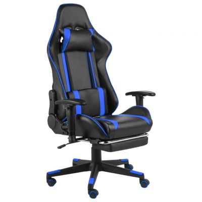 Gossi scaun de jocuri pivotant cu suport de picioare, albastru, pvc