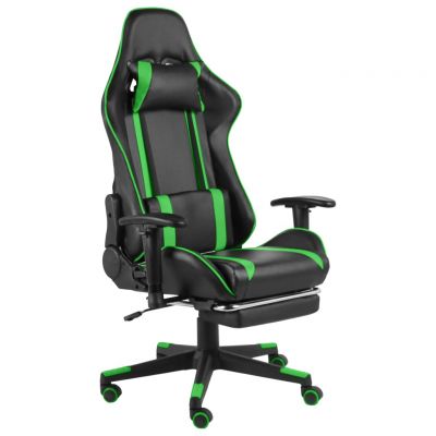 Gossi scaun de jocuri pivotant cu suport de picioare, verde, pvc